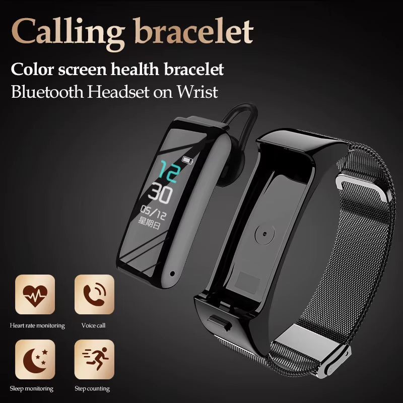 B6 Smart Sports Bracelet Bluetooth Headset Color Screen Sports Monitoring Multi-Function Call 2In1 Detachable Watch Headset