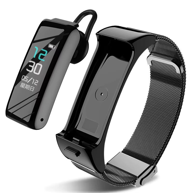 B6 Smart Sports Bracelet Bluetooth Headset Color Screen Sports Monitoring Multi-Function Call 2In1 Detachable Watch Headset