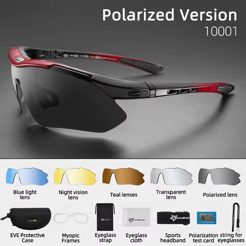 Polarized Sports Glasses Men Sunglasses Road Cycling Glasses Mountain Bike Glasses Goggles Eyewear 5 Lens MTB Glasses
